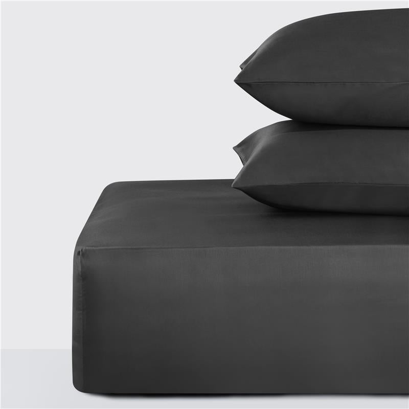 300 Thread Count Peaceful Empress Fitted Sheet - Percale Graphite Grey, Double / Deep Fit / Graphite Grey