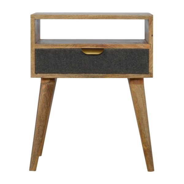 Grey Tweed Bedside with Open Slot | Bed Sava