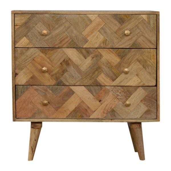 3 Drawer Zig Zag Patterned Patchwork Chest | Bed Sava