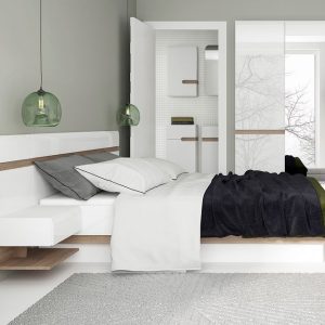 Chelsea Bedroom Bedside Extension for Bed in White with a Truffle Oak Trim | Bed Sava