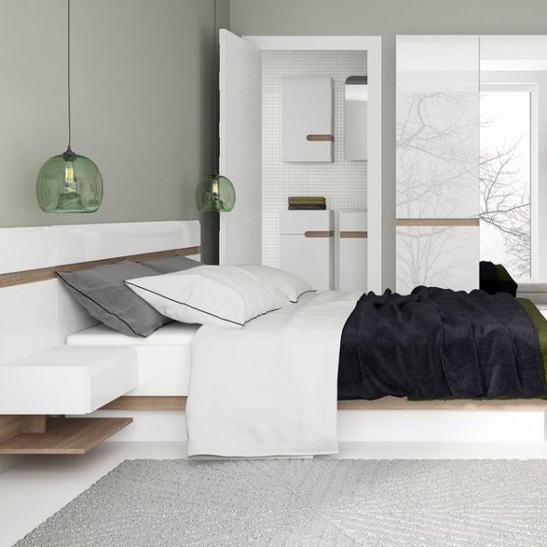 Chelsea Bedroom Bedside Extension for Bed in White with a Truffle Oak Trim | Bed Sava