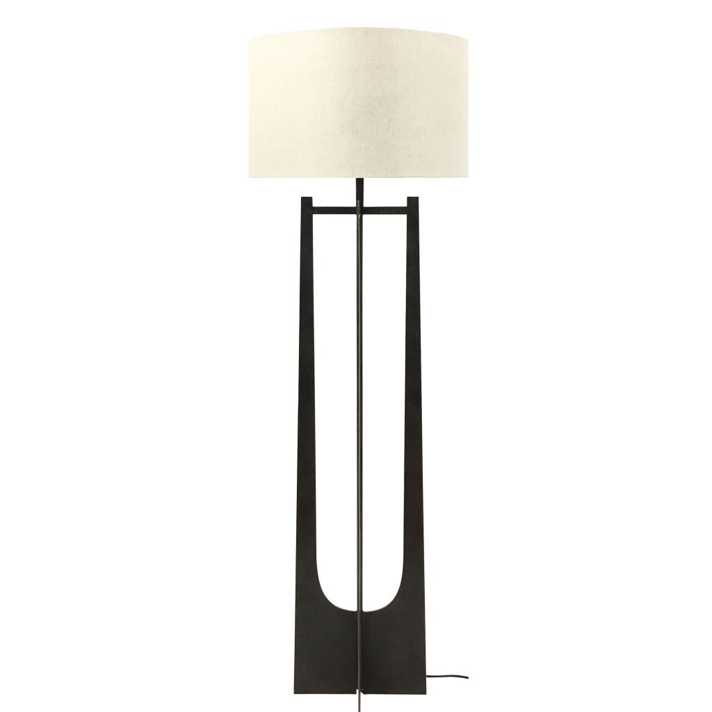 Glenthorpe Hammered Iron Floor Lamp Gilded Oak Finish - E27 60W