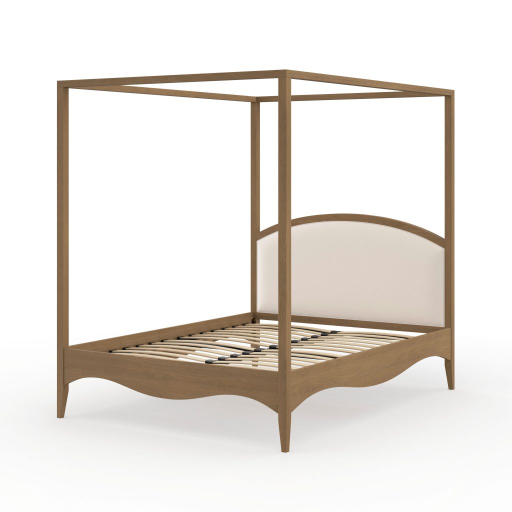 Louis Four Poster Bed - Natural Oak / Natural Linen, King