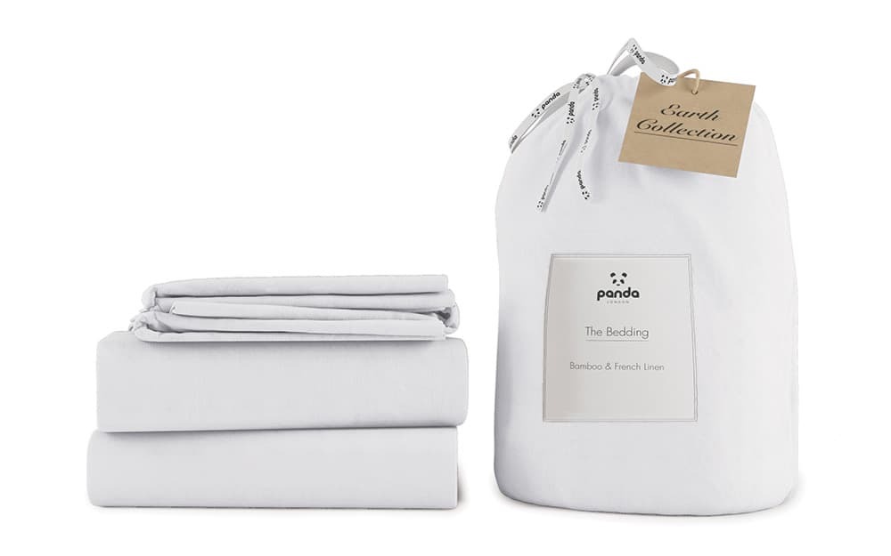 Panda Bamboo and French Linen Bedding Set, Single, Himalayan Pink