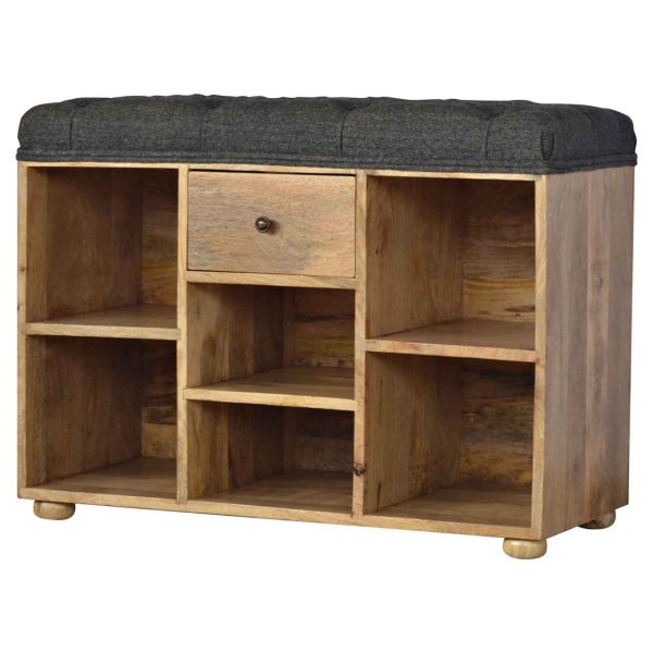 Black Tweed 1 Drawer Bench | Bed Sava