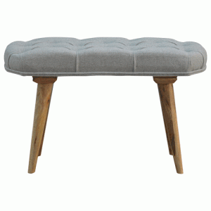 Deep Button Grey Tweed Bench | Bed Sava