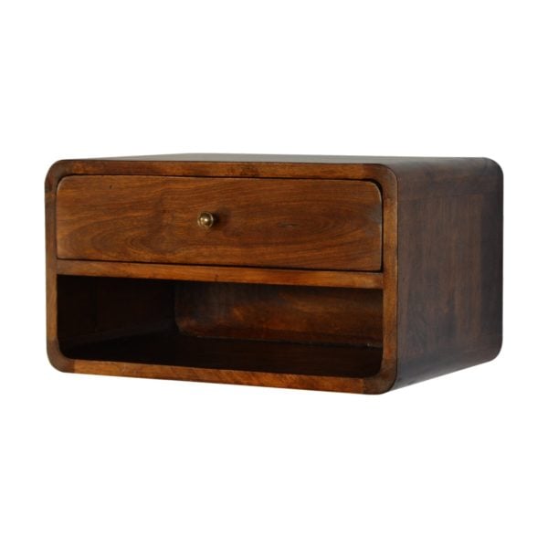 Chestnut Curve Floating Bedside | Bed Sava