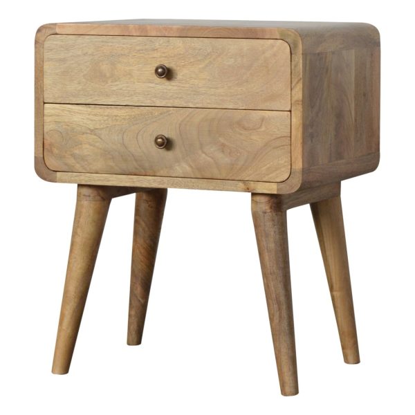 Curved Oak ish Bedside | Bed Sava
