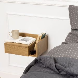 Ashlan Square Bedside Table with 1 Drawers in Oak | Bed Sava