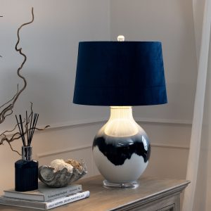 Ice Shadows Table Lamp With Navy Blue Lampshade | Bed Sava
