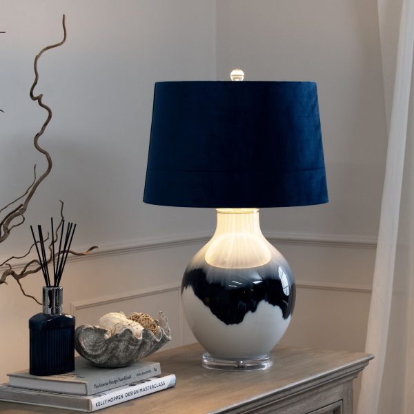 Ice Shadows Table Lamp With Navy Blue Lampshade | Bed Sava