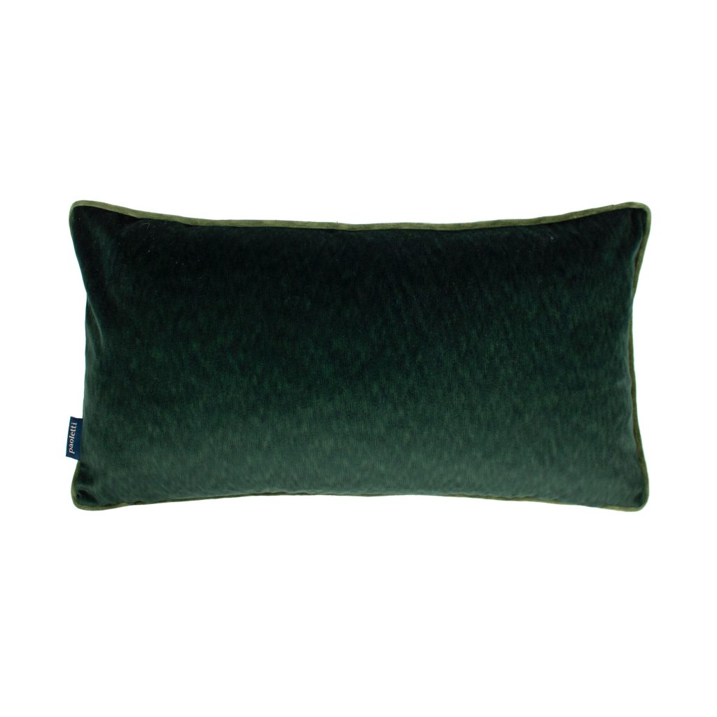 Velvet Contrast Rectangle Cushion - Emerald / Moss