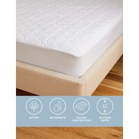 Sleep Solutions Quilted Waterproof Mattress Protector - DBL - White, White