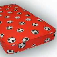 Wilson Beds - 4" Reflex Foam Red Football Kids Mattress - Red with black & white footballs / Single Extra Long