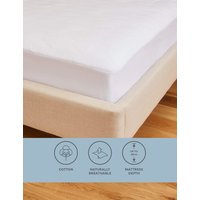 M&S Collection Pure Cotton Extra Deep Mattress Protector - 6FT - White, White