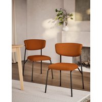 MS Collection Set of 2 Lucas Bouclé Dining Chairs  Terracotta Terracotta | Bed Sava