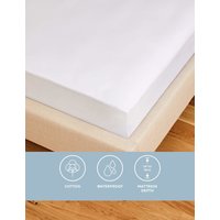 Sleep Solutions Pure Cotton Jersey Waterproof Extra Deep Mattress Protector - 5FT - White, White