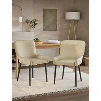 MS Collection Set of 2 Braxton Boucle Dining Chairs  Soft White Soft WhiteChestnut | Bed Sava