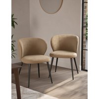 MS Collection Set of 2 Molly Curve Dining Chairs  Latte LatteRust | Bed Sava