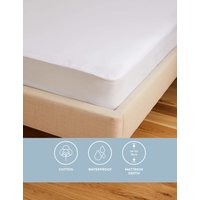 Sleep Solutions Pure Cotton Jersey Waterproof Mattress Protector - SGL - White, White