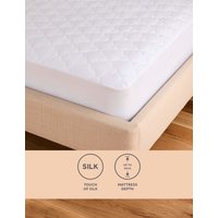 M&S Collection Touch of Silk Mattress Protector - SGL - White, White