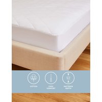 M&S Collection Comfortably Cool Mattress Protector - DBL - White, White