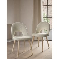 MS Collection Set of 2 Tara Dining Chairs  Soft White Soft White | Bed Sava