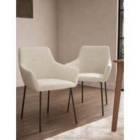 M&S Collection Set of 2 Bradford Dining Chairs - Soft White, Forest Green,Soft White
