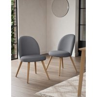 M&S Collection Set of 2 Nord Dining Chairs - Mid Grey, Light Natural,Mid Grey