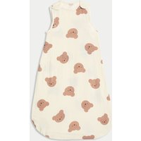 M&S Collection Pure Cotton Bear Print 0.5 Tog Sleeping Bag (0-3 Yrs) - 18-36 - White Mix, White Mix