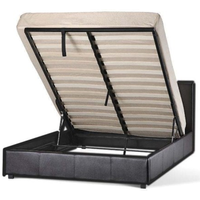 Chocolate Faux Leather Storage Ottoman Bed - Brown / Double