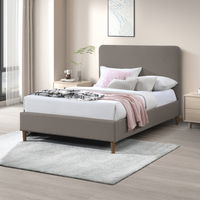 Romy Recycled Fabric Upholstered King Size Bed Frame - Taupe