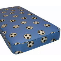Wilson Beds - 4" Reflex Foam Blue Football Kids Mattress - Blue with black & white footballs / Single Extra Long