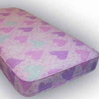 Wilson Beds - 4" Reflex Foam Pink Hearts Kids Mattress - Pink & Lilac Hearts / Single Extra Long