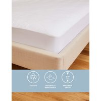 M&S Collection Pure Cotton Mattress Protector - DBL - White, White