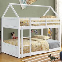 3ft Single House Style Bunkbed  White | Bed Sava