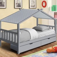 3ft Wooden House Storage Bed  Grey  Grey tent | Bed Sava