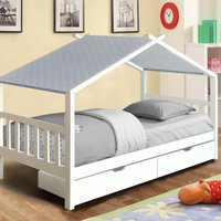 3ft Wooden House Storage Bed  White  No tent | Bed Sava