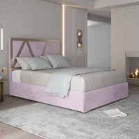 Alison Upholstered Soft Velvet Metal Bed Frame  Pink  Single | Bed Sava