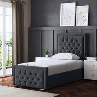 Allegra Upholstered Bed with Headboard  STEEL  Small Single | Bed Sava