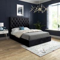 Alma Upholstered Soft Velvet Bed Frame  Black  King | Bed Sava