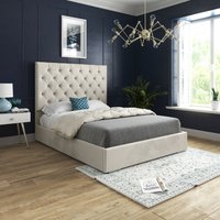 Alma Upholstered Soft Velvet Bed Frame  Cream  Single | Bed Sava