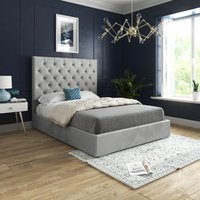 Alma Upholstered Soft Velvet Bed Frame  Grey  Superking | Bed Sava