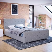 Arabella Fabric Bed - Light Grey Linen / Double