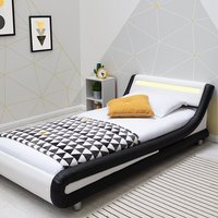 Barcelona Black and White LED Bed Frame - Black / Single