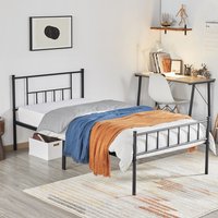 Basic Metal Bed Frame with Headboard and Footboard  Black  Single | Bed Sava