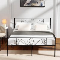 Bed Frame with Square Headboard  Black  Double | Bed Sava