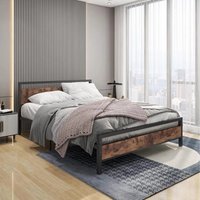 Bed Frame with Wooden Headboard  Brown  King | Bed Sava