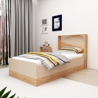 Bedstead Bed Frame with Headboard Zeno  Atlantic Pine  Beige | Bed Sava