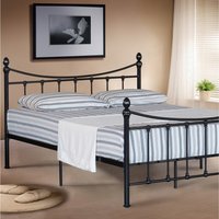 Black Metal Bed With Finials - Black / King